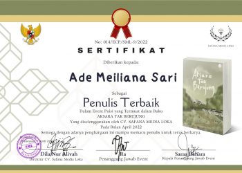 Ade Meiliana Sari Menjadi Penulis Terbaik di Event Puisi