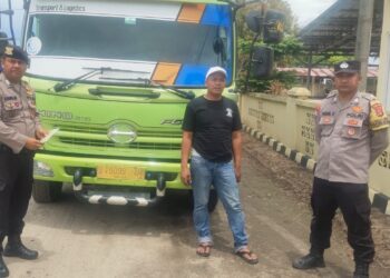 Langgar Izin Tambang, Polres Lampung Timur Amankan Truk Muatan Pasir