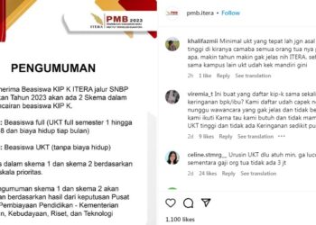 Calon Mahasiswa Baru Itera Keluhkan Biaya UKT
