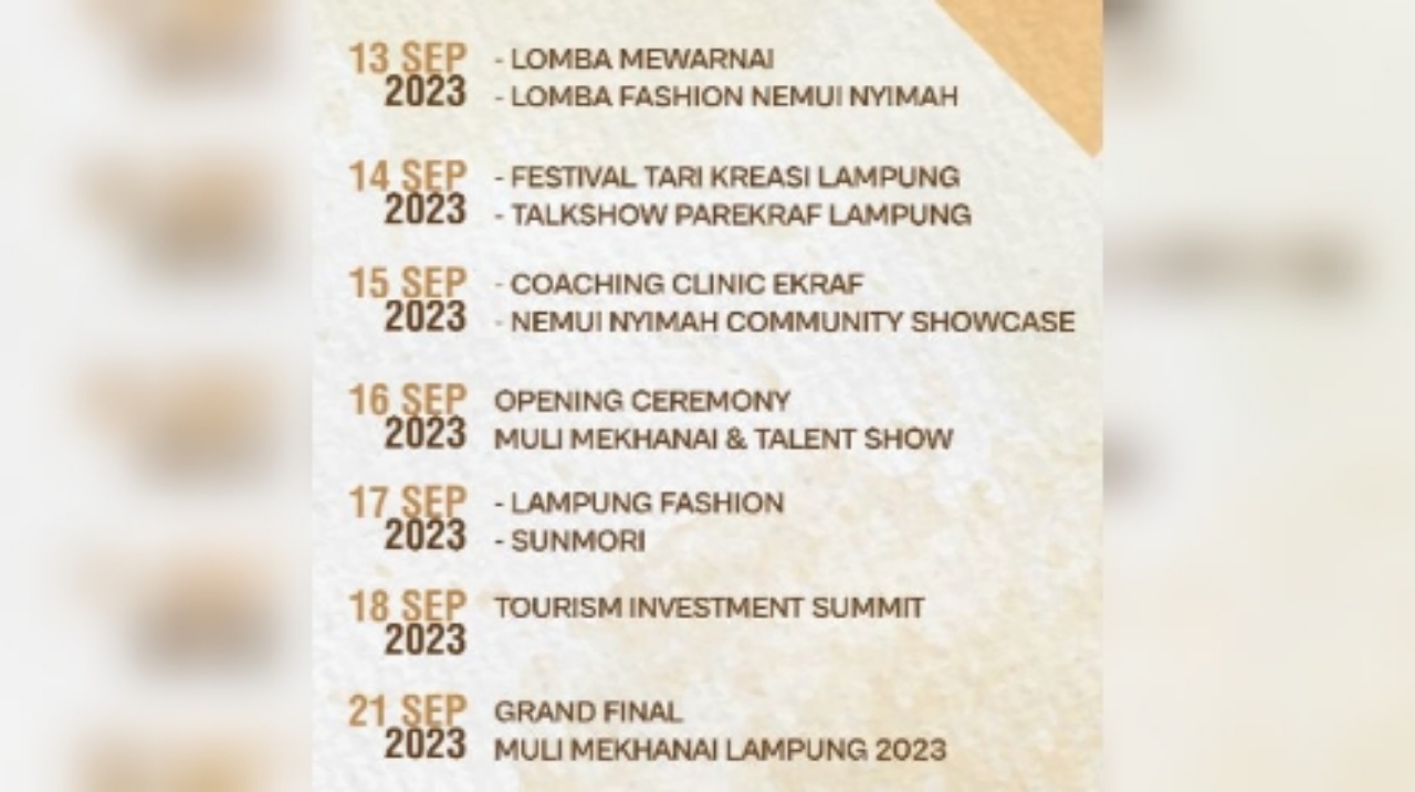 Gaet Investor Asing, Pemprov Gelar Festival Parekraf Lampung 2023 
