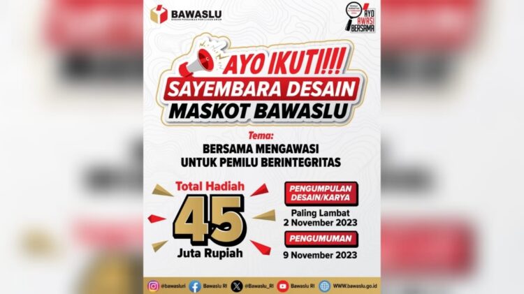 Bawaslu Buka Sayembara Desain Maskot Pemilu 2024. Total Hadiah Rp45 Juta