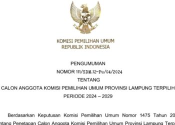 KPU Lampung Tetapkan 7 Anggota Baru, Tak Ada Perempuan