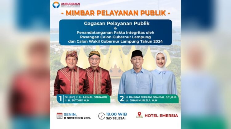 Ombudsman Lampung Tantang Cagub-Cawagub Ungkap Komitmen Pelayanan Publik