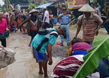 Frustrasi 10 Tahun, Warga Lampung Selatan Tebar Lele di Jalan Rusak Sebagai Bentuk Protes