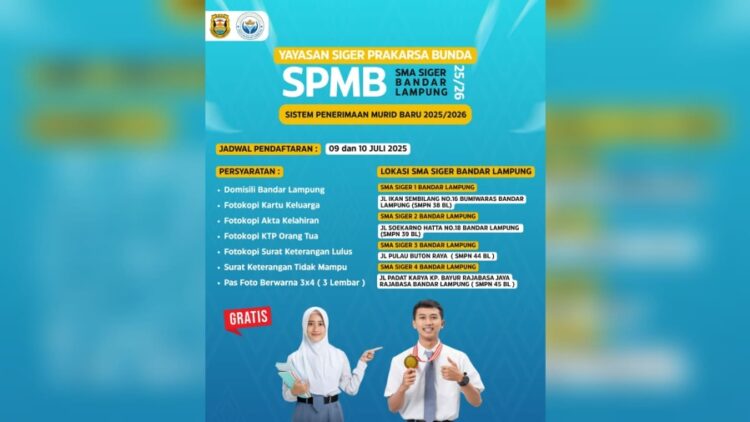Tak Ada Lagi Biaya, Pemkot Bandarlampung Buka 4 SMA Siger Gratis