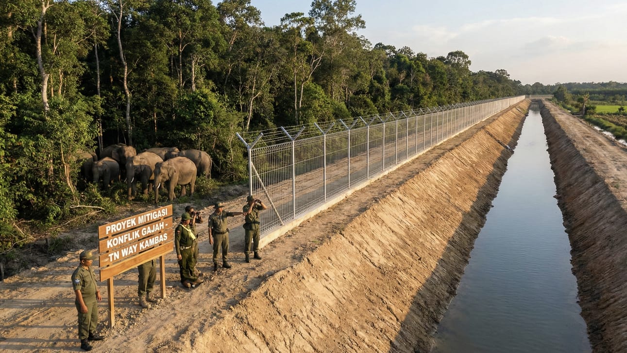 Cegah Gajah Keluar Hutan, TNWK Bangun Tanggul dan Pagar Sepanjang Puluhan Kilometer