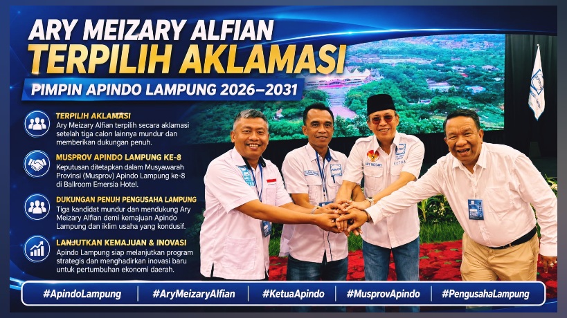 Ary Meizary Alfian Terpilih Aklamasi Pimpin Apindo Lampung