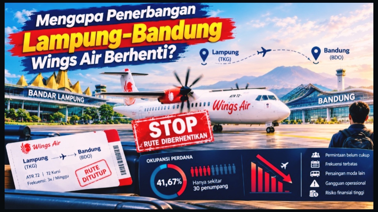 Penerbangan Lampung-Bandung Wings Air Berhenti
